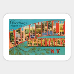 Greetings from the Adirondack Mountains, Vintage Large Letter Postcard Sticker